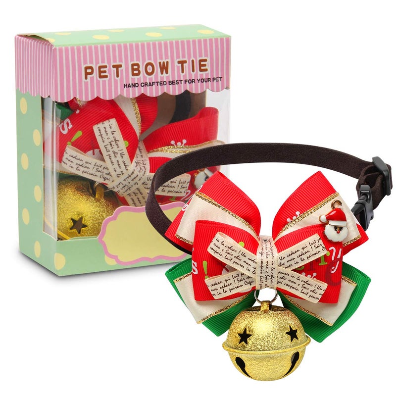 Coolrunner Santa Cat Bow Tie Collar, Christmas Cat Collar Breakaway Small Dog Collars with Bell (Style 1 (Santa)) - Image 5